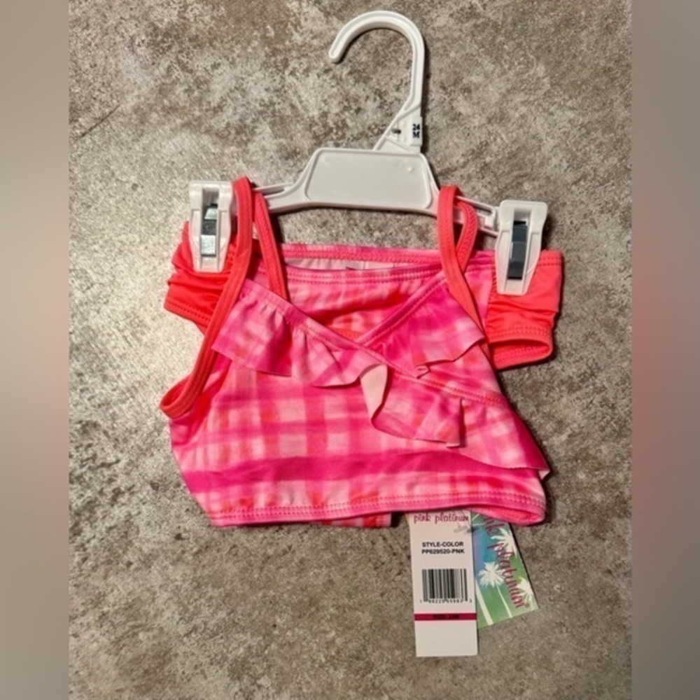 Pink Plaid Bikini with ruffles